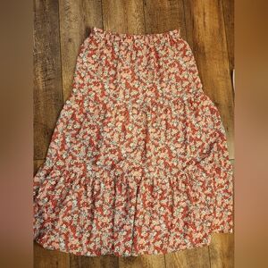 Loft Floral Maxi Skirt - Coral Peach Medium